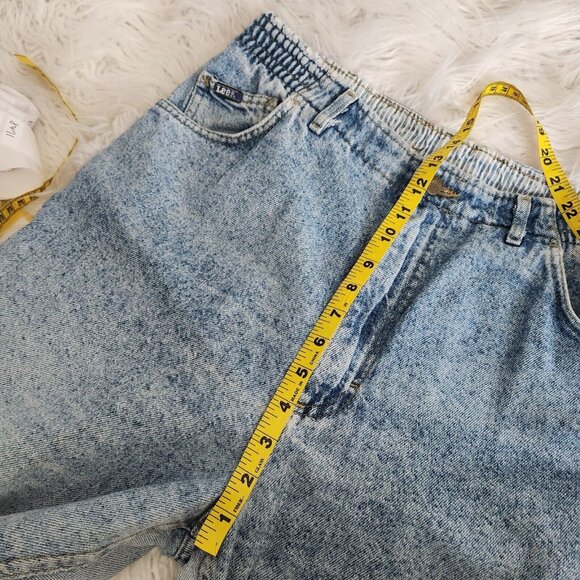 Vintage 80s‎ 90s Lee Womens 32x29" Elastic Waist Blue Mom Jeans Lightwash - Picture 6 of 11